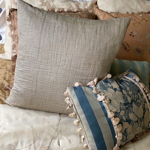 Two Pillow Bundle, Blue Tapestry, Tan Transitional - Picture 1 of 9